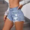 Fashion Ripped Raw Edge Jean Shorts Women Summer Sexy Skinny Hip Covering Pants Korean High Waist Slimming Denim Shorts