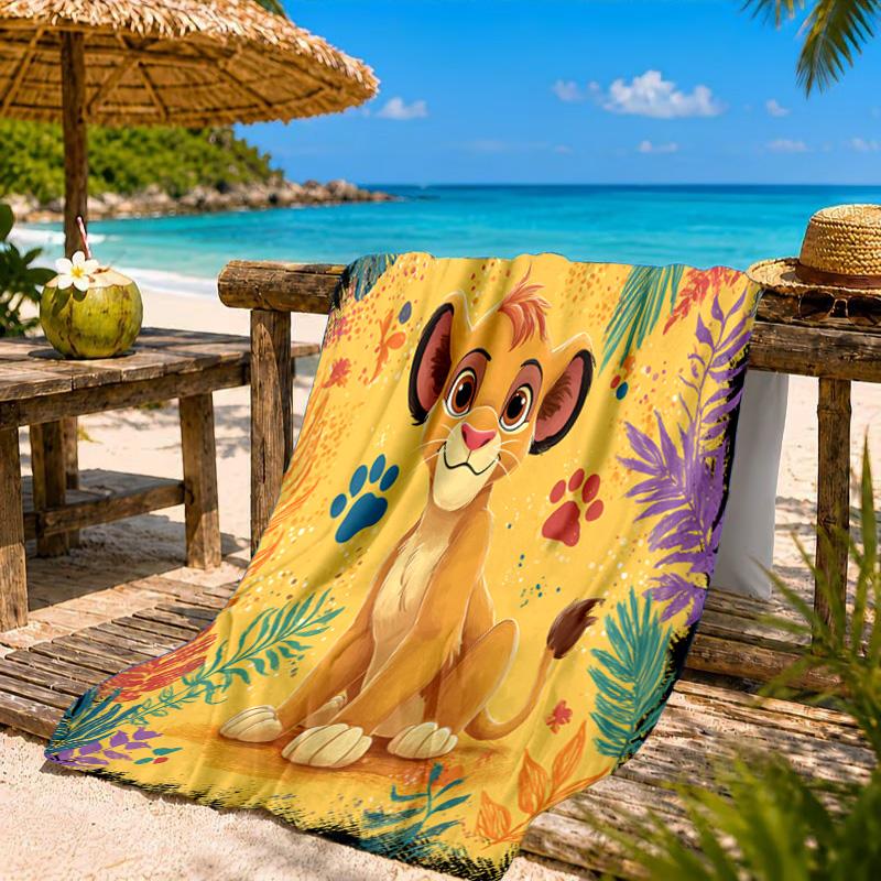 Lion king Artwork Printed Microfiber Beach Towel, Soft And Absorbent, Quick-Dry, Ideal for Summer Travel, Beach Essential, Swimming Pool
