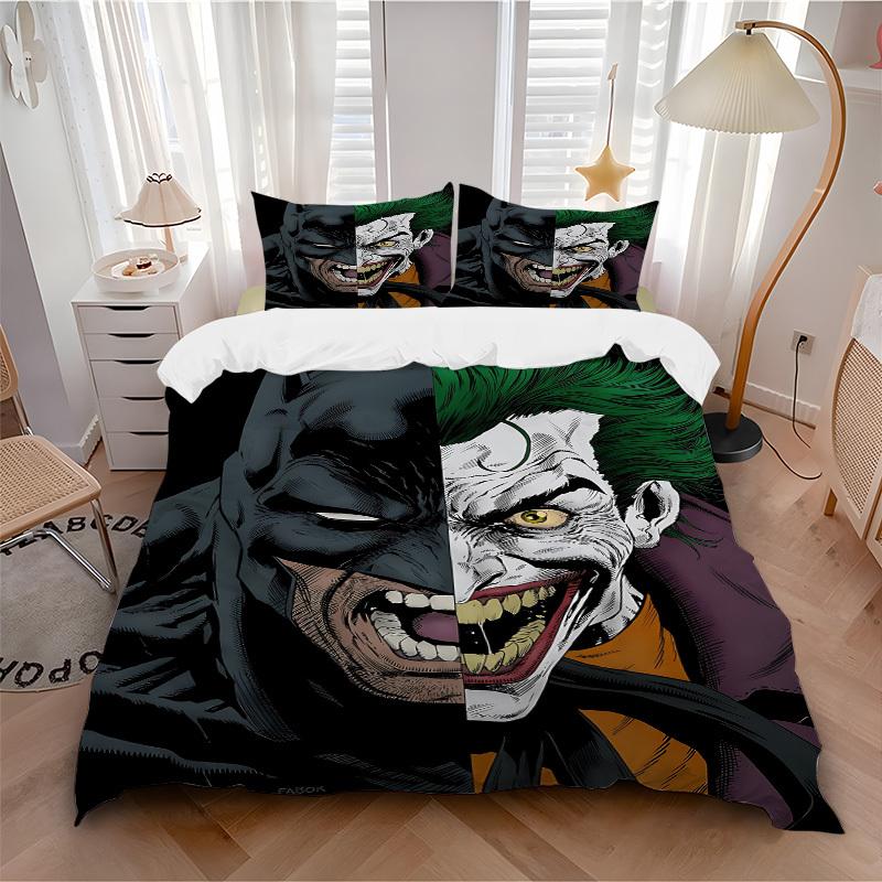 

3pcs Batman Joker Bedding Set, Soft Polyester Duvet Cover and Pillowcases Machine Washable Seasons all suitable & Guest Room Decor311 135x200cm