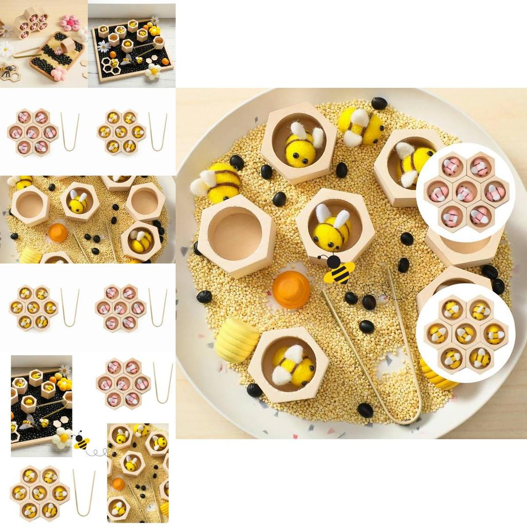Montessori Wooden Beehive Clip Toy For Children Hand-eye Coordination, Color Recognition And Counting Skills Training