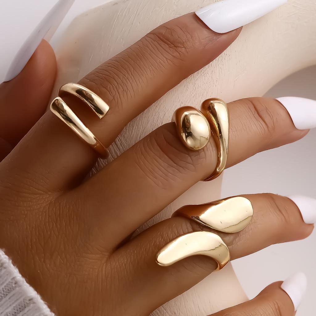14 Piece Simple Luxury Ring Set for Women Fashion Smooth Wide Face Irregular Geometric Rings Daily Party Wear Jewelry Gifts New