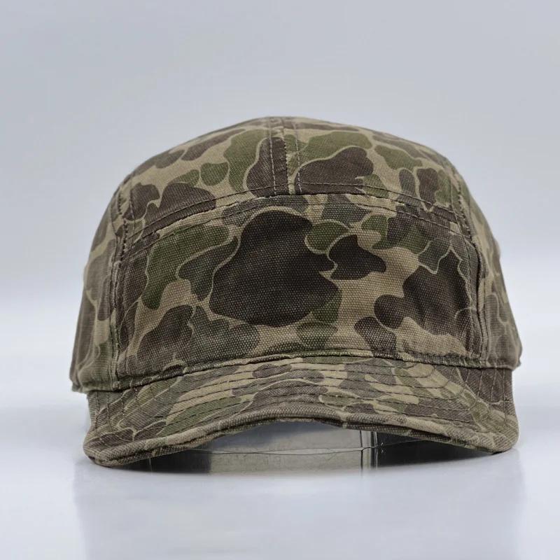 Amerikanische Retro Camouflage 5-Panel Baseballkappe Damen Funktionale Winddichte Koreanische Breitkrempige Sportmode Hip-Hop Partnerkappe