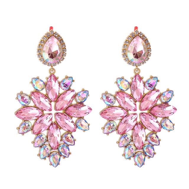 2022 New Products 16 Colors New Rhinestones Jewelry Statement Earrings Big Glass Drop Earrings for Women Fashion Accessories