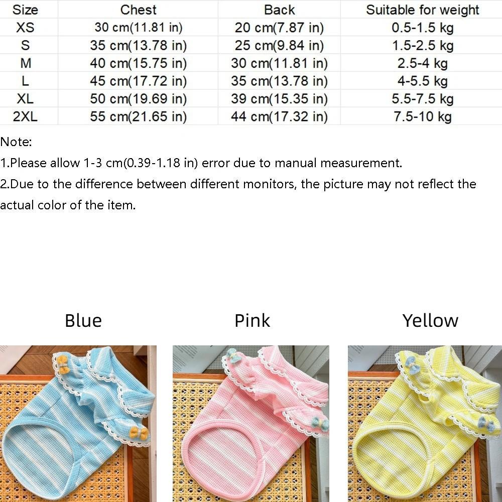 Ruffle Sleeves Dog Lace Knit Vest Stripe Design Pet Hoodie Lightweight Dog T-Shirt Photography