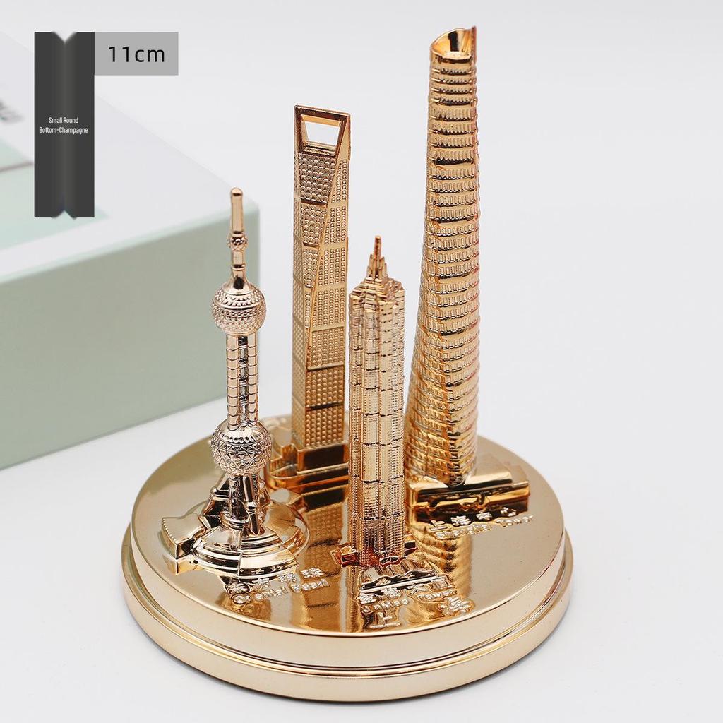 Shanghai Landmark Building Model: Oriental Pearl Tower, World Financial Center, Jin Mao Tower - Metal Creative Handicraft