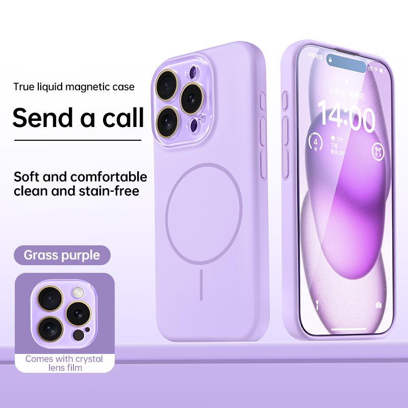 DIVI Magnetic Liquid Silicone Phone Case Camera Lens Protector For iPhone 17 16 15 14 13 17Pro Max Magsafe Wireless Charge Cover
