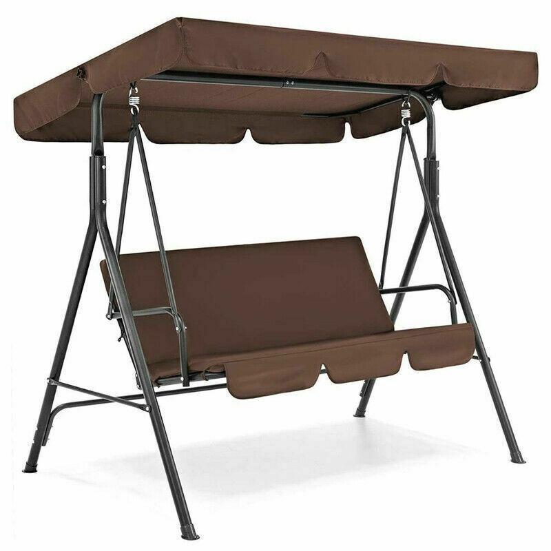 2025 New Replacement Swing Seat Canopy Cover Set Garden Chair Hammock Cushion 3 Seater Canopy Chair Cover (Frame Not Included)
