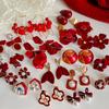French Burgundy Love Petal Fringed Earrings Niche Fashion Trendy Stud Earrings Earrings Women