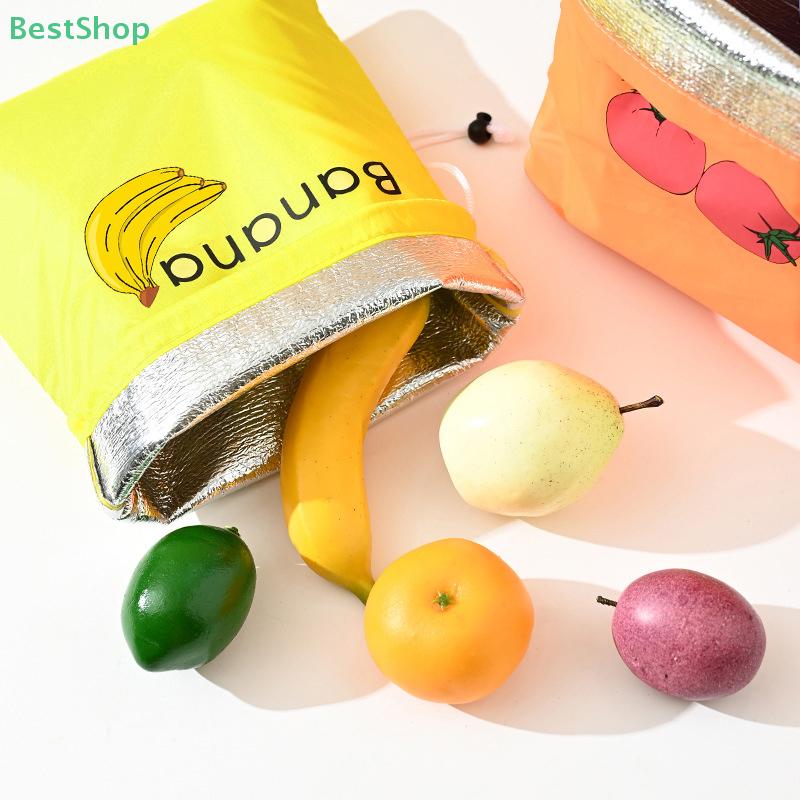 Fruit Vegetables Thermal Insulation Shockproof Eco Friendly Storage Bag With Pockets Drawstring Reusable