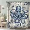 Octopus Pattern Shower Curtain, Waterproof & Machine Washable, for Home, Hotel, Bathroom Decor, One-Piece Design