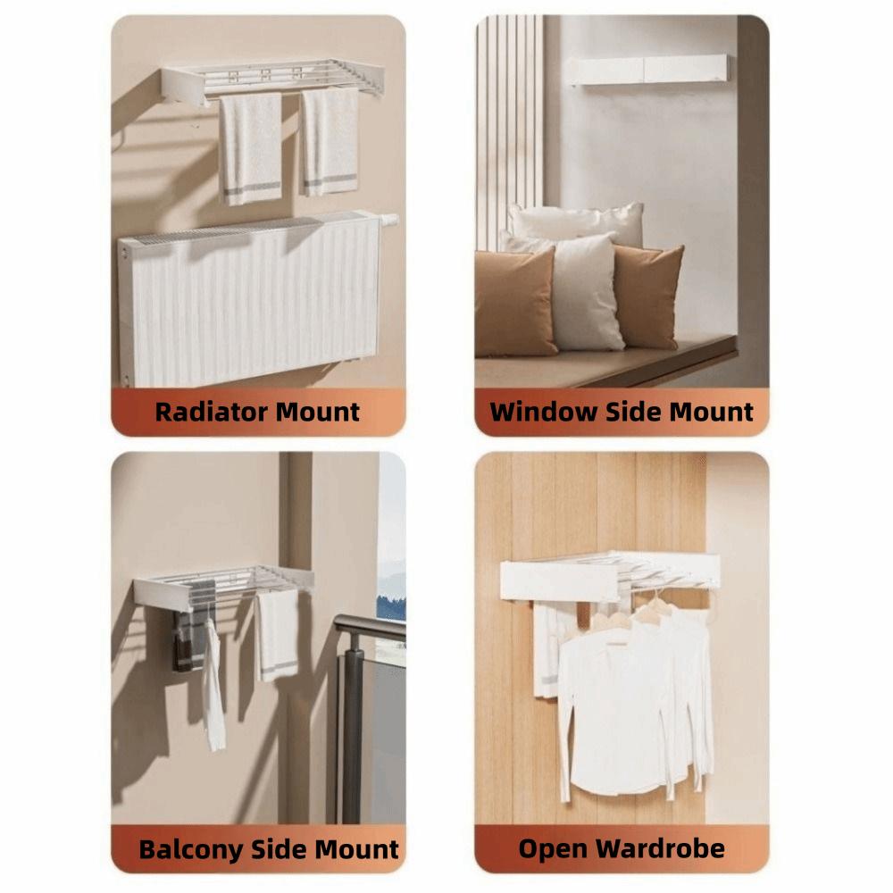 Carbon Steel Invisible Clothes Drying Rack 5 Rods Wall Mounted Hidden Drying Rack Space Saving 60CM Clothesline Pole Hanger
