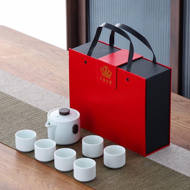 Dehua White Porcelain Side Handle Teaware Gift Set