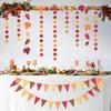 4 meters Red Orange Autumn Birthday Garlands Thanksgiving Decorations Paper Banner Flag String Wall Fireplace Holiday Decoration