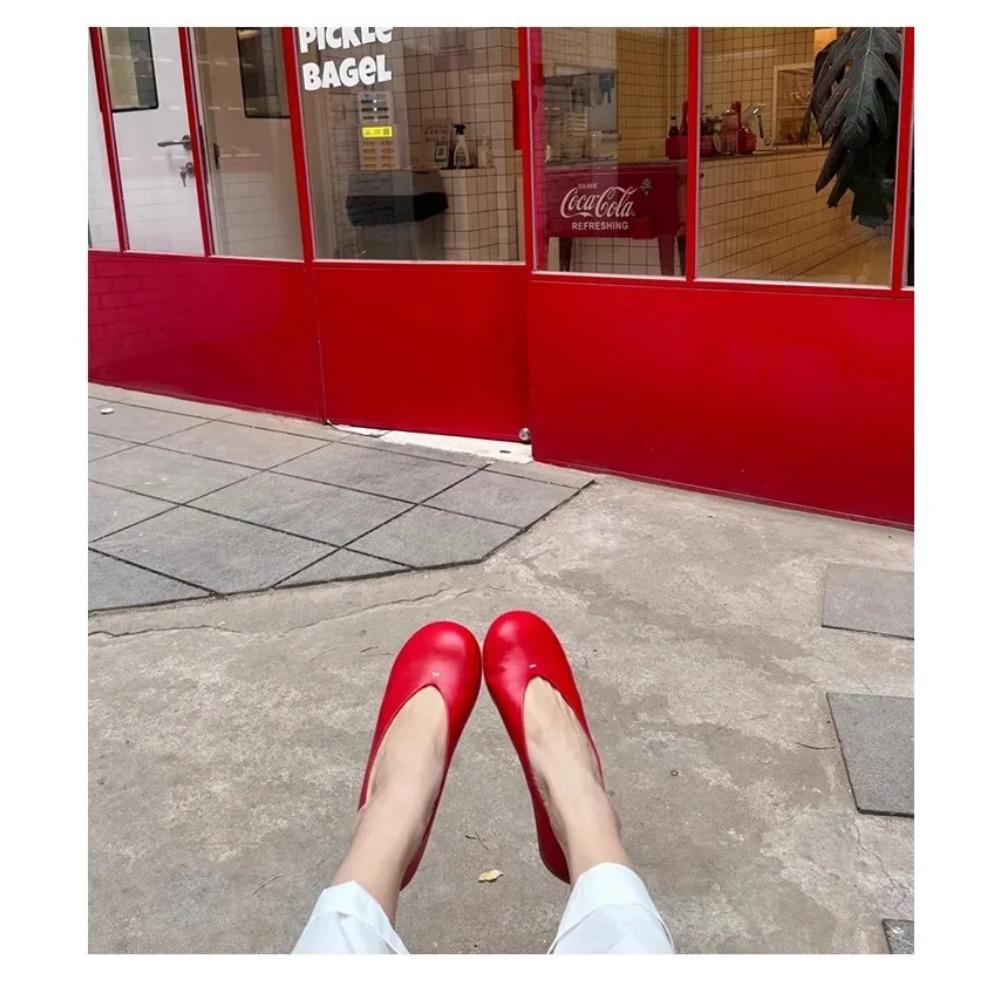 Mary Jane red Shoes for Women Retro Flat Women's Single Shoes Soft and Comfortable Ballet Shoes Women Zapatos De Mujer