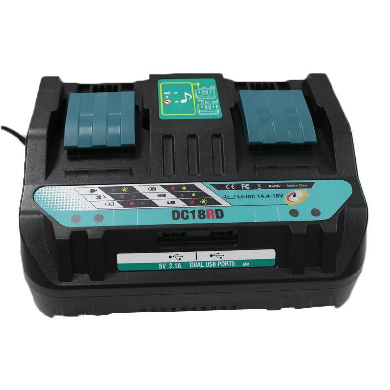 18V DC18RD Dual Ports Battery Charger for Makita 14.4V-18V Lithium-Ion Battery BL1415 BL1430 BL1830 BL1840 BL1850 BL1850B