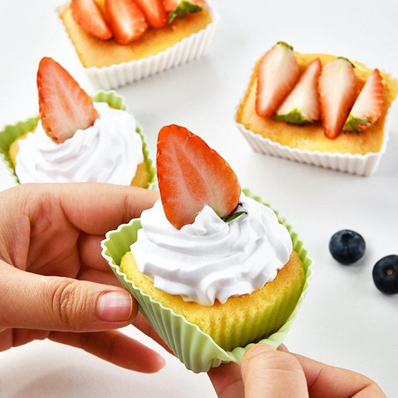 12/24 szt. Silikonowa forma do ciasta Okrągła Kwadratowa Forma Babeczki Muffin Formy do pieczenia Pudding Galaretka Kubek Przegródki do pudełka na lunch Kuchenne naczynia do pieczenia
