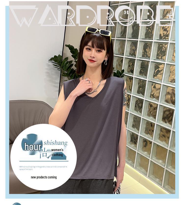 Women's Sleeveless V-Neck Loose Modal Vest – Summer Plus Size Camisole Slimming Top