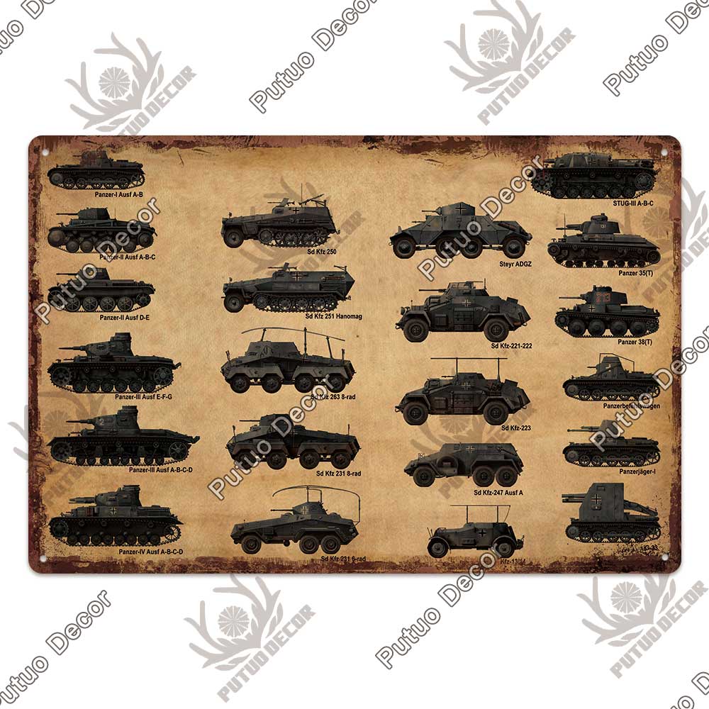Putuo Decor Panzer Blechschild Metallschild Dekorative Vintage-Dekor Plakette Wanddeko Garage Man Cave Clubraum Zuhause