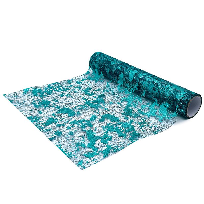 5 yardů třpytivý zlatý běhoun na stůl Horká ražba třpytivá bronzová fólie Síťovaný role Ubrousek na stůl Sprcha pro miminko Párty Svatba Vánoční dekor