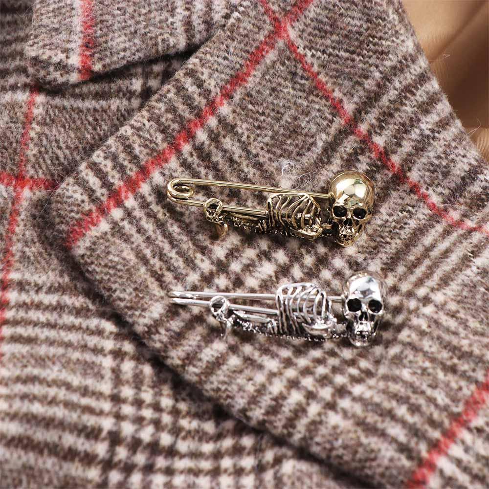 Creative Halloween Skeleton Brooch Punk Style Gothic Skull Badge Lapel Pin Retro Skull Pin  Women