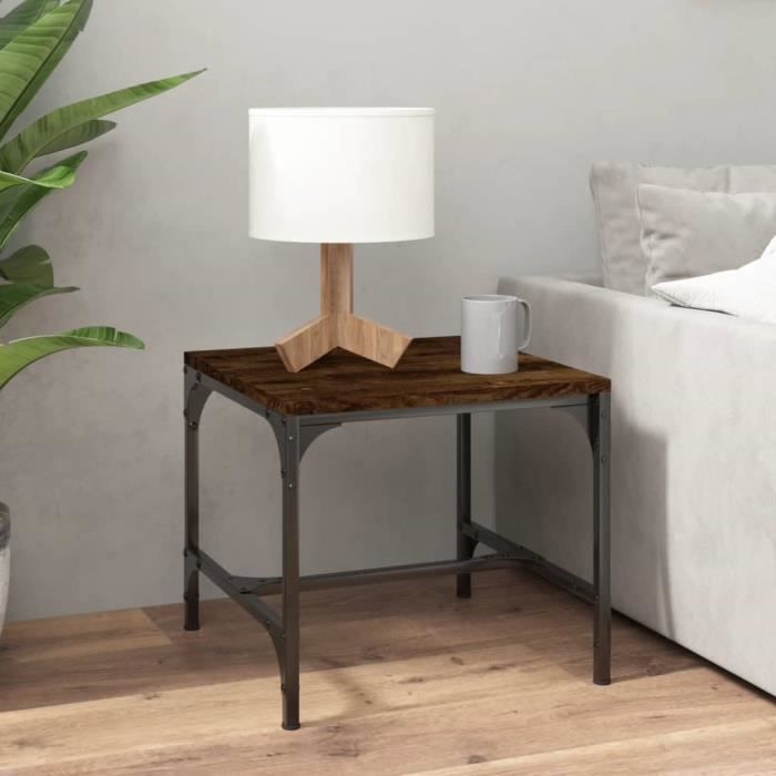 819406 vidaXL Table d'appoint Chêne fumé 40x40x35 cm Bois d'ingénierie