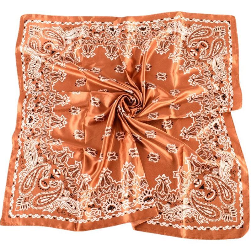 Women's Paisley Print Square Scarf Satin Sheen Lightweight Head Wrap Fashion Accessory Summer Geometric Shawl Neck Scarf