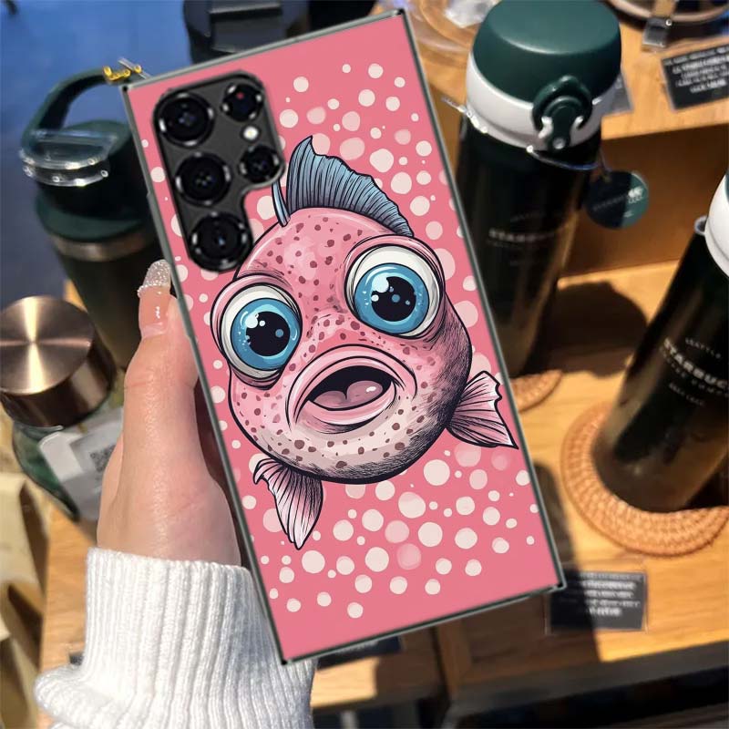 Pop Art Zeichenideen Fisch Hüllen Handyhülle für Samsung Galaxy S26 Ultra S25 Edge S24 S23 FE S21 Plus S20 S22 S10 Hülle TPU Capa