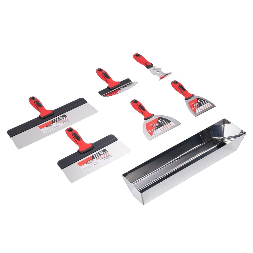 Kit Unelte de Mână pentru Gips-Carton Oțel Inoxidabil Spaclu Unelte pentru Aplicat Bandă Racletă pentru Vopsea Găleată 16 Inch Lopată pentru Găleată cu Noroi