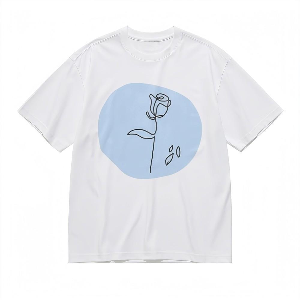 

Men s Soft Breathable All Season Classic T-Shirt Minimalist Line Rose Cotton Tee M