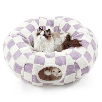 Lesure Cat Tunnel Cat Cat Washable Round Mat Convenient Easy To Suitable for Small Pets Such As Cats and Purple Bed, Bed, Tunnel, Soft, Warm,