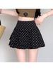 Plus Size Grey Polka Dot A-line Short Skirt for Autumn - High Waist Fluffy Cake Design for Women