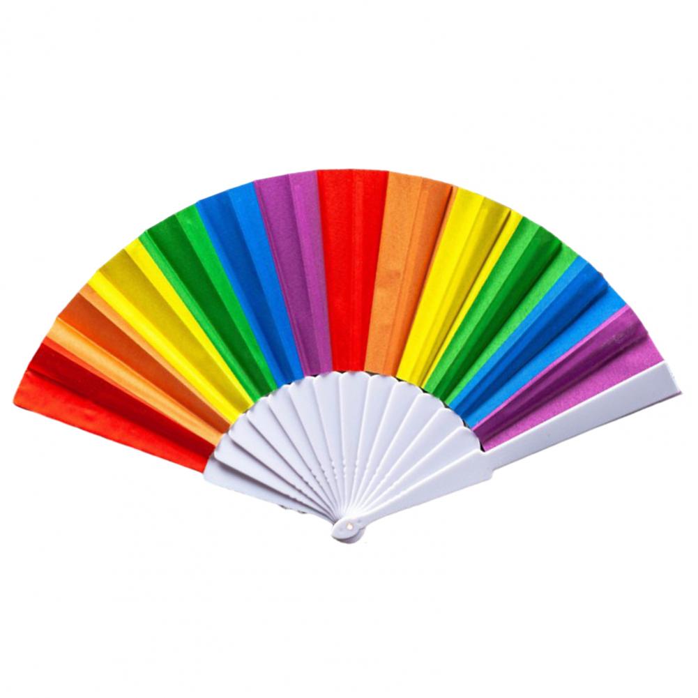Ventaglio Pieghevole Decorativo Arcobaleno Cinese Leggero LGBT Colorato Ventaglio a Mano Pieghevole Decorazione per Feste