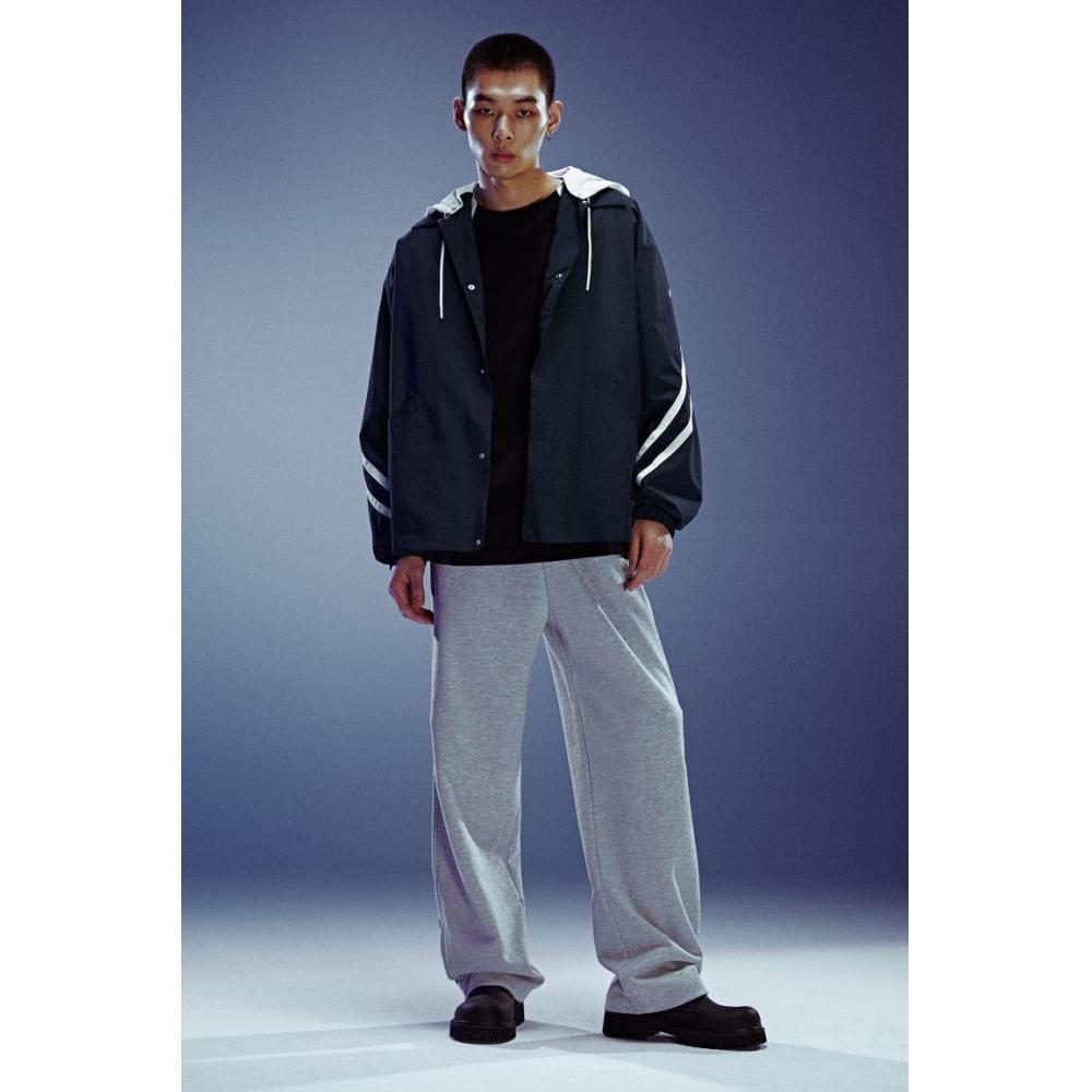 H M Loose Fit Nylon oversHirt Dark Blue Stripe