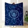 Fragmented, Irregular Blue Shards Surround the Manchester City Emblem. for All Seasons Blanket Lunch Break Throw Gift