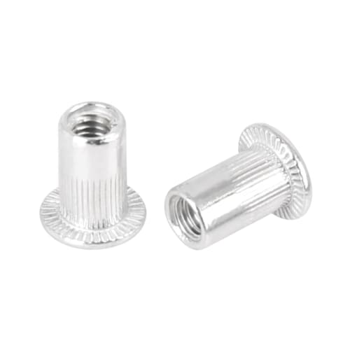 uxcell 110pcs M4 Flat Head Rivets with Threaded Insert Nuts, Aluminum Alloy, Silver Tone, for Cars