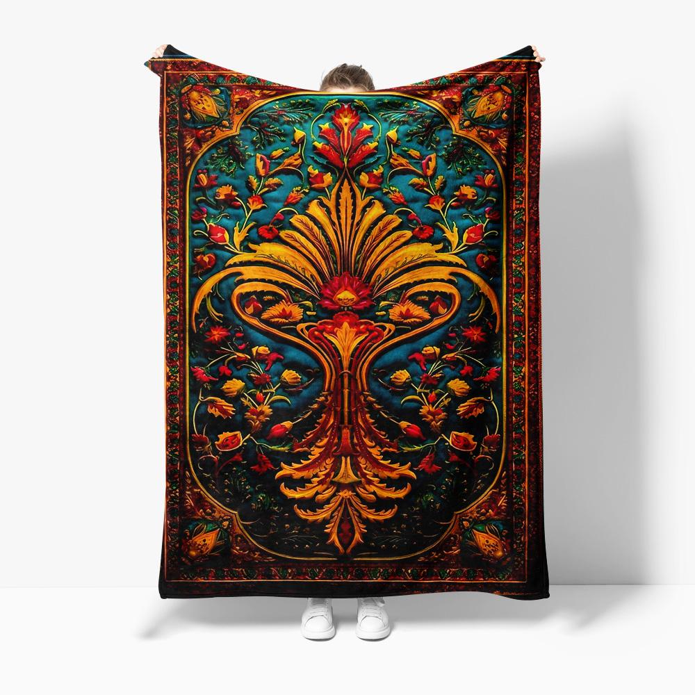 Luxurious Floral Embroidered Velvet Throw Blanket Decorative Bed Sofa Cushion Cover Renaissance Style Home Textile 75x90cm