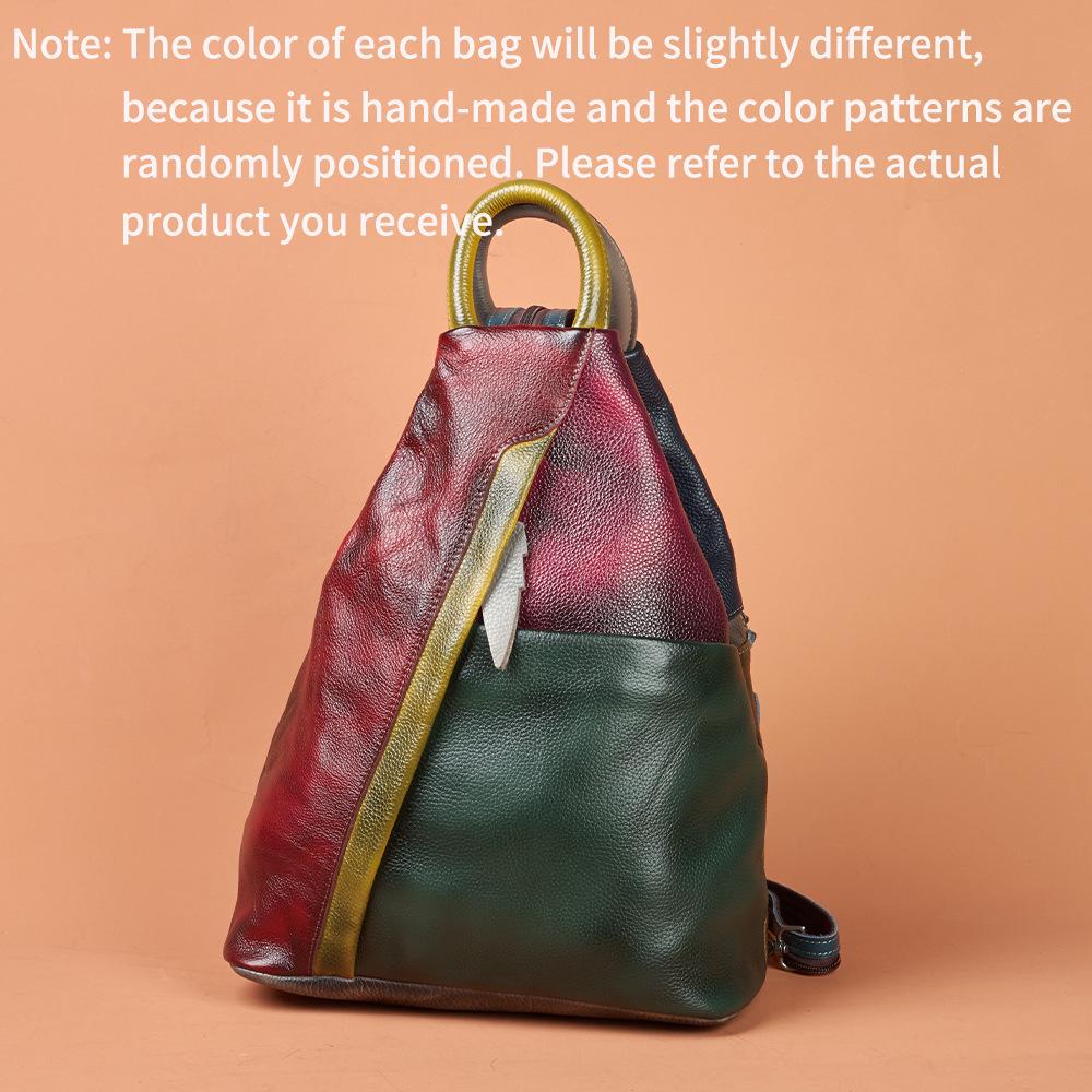 2025 Retro Women's Genuine Leather Handbag & Backpack - Versatile, New Color-Rubbed Design