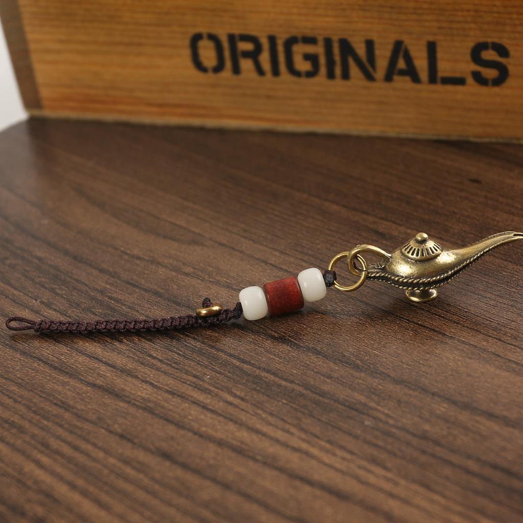 Brass Search Banner Magic Lamp Pendant Imitation Brass Retro Keychain Pendant Auspicious Retro Brass Accessories Pendant