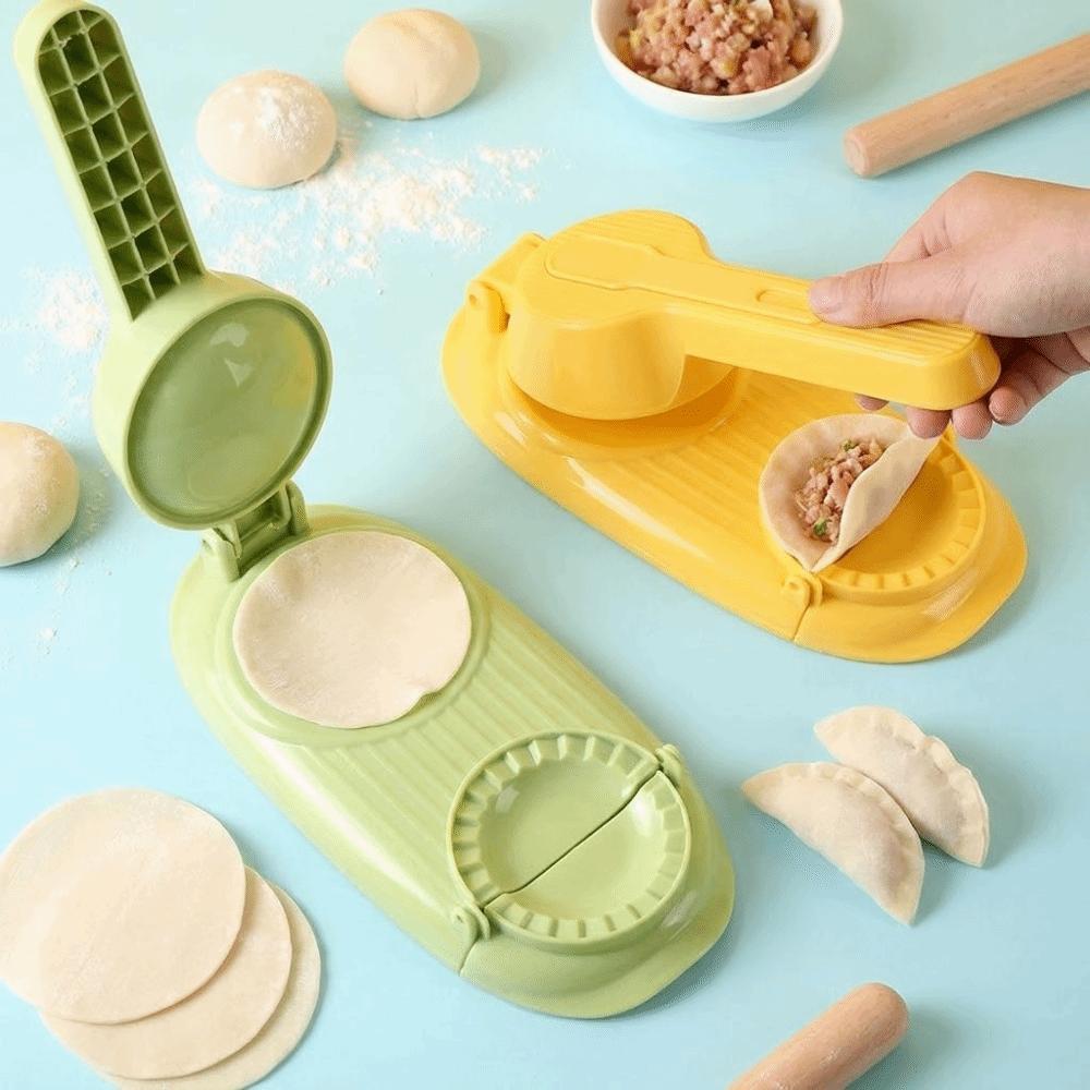 2PCS Lightweight Efficient 2 in 1 Dumpling Maker Plastic Labor-Saving Dough Presser with Handle Dumpling Skin Maker DIY