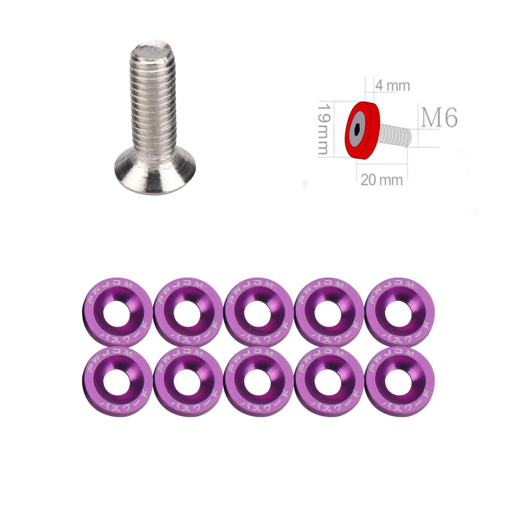 Car Modification Aluminum Alloy M6 Thickened Spacer Screws Battery Guard Plate Washers Mudguard Screws Decoration