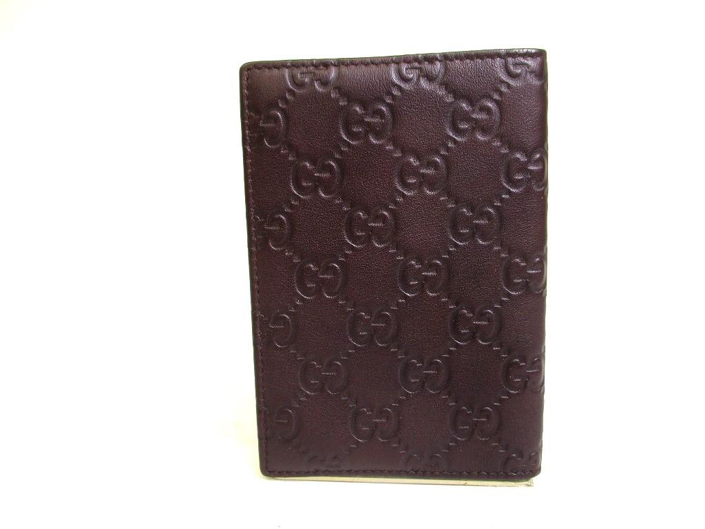Authentic GUCCI Guccishima GG Leather Dark Brown Passport Holders #a214  Refurbished