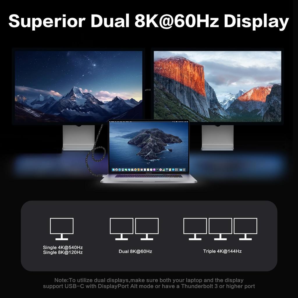 To 80Gbps Bidirectional Data 240W Fast Thunderbolt USB 3 Backward 8K Video Durable Nylon for Connecting Devices Such As iPhone Galaxy MacBook Android
