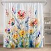 Floral Shower Curtain Blue Purple Pink Watercolour Flowers Plant Modern Minimalist Polyester Bathroom Decor Bath Curtains Set
