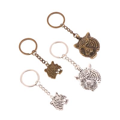 Double-Sided Tiger Head Key Chain Animal Tiger Statue Pendant Car Key Ring Backpack Charms Bag Decor Jewelry Accessories