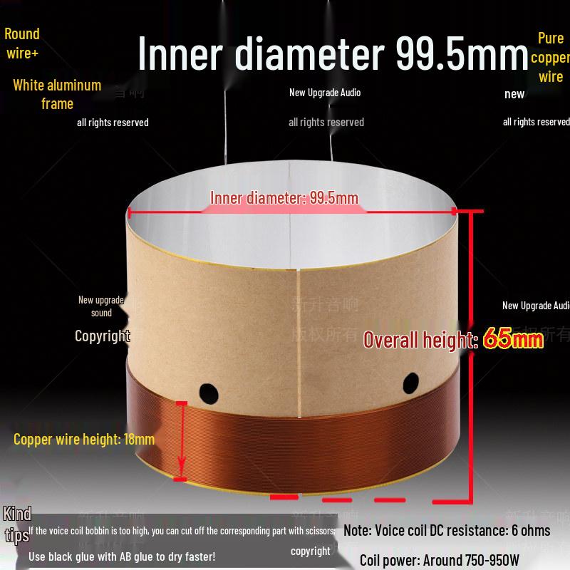 Bass Voice Coil Repair Kit: Round Wire 65.5/75.5/99.5mm, 100 Core, 12/15 Inch Speaker Parts