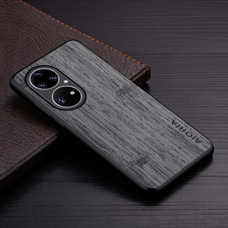 Case for Huawei P50 Pro P50 5G Funda Bamboo Wood Pattern Leather Phone Cover Luxury Coque for Huawei P50 Pro Case Capa
