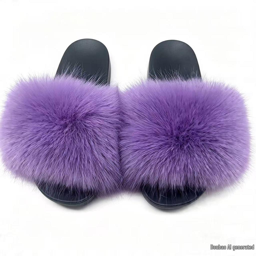 2026 Korean Summer Women's Fashion Slippers: Comfortable, Non-slip, Single Strap, Furry, Casual, Outdoor Wear.