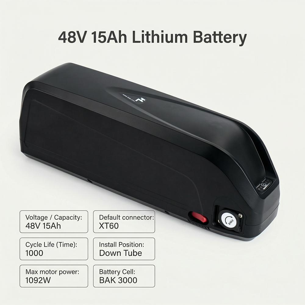 Germany Warehouse 48V 15Ah Electric Bicycle Lithium Battery, 3000mAh China Cells with 30A Smart BMS 2A XT60 Output