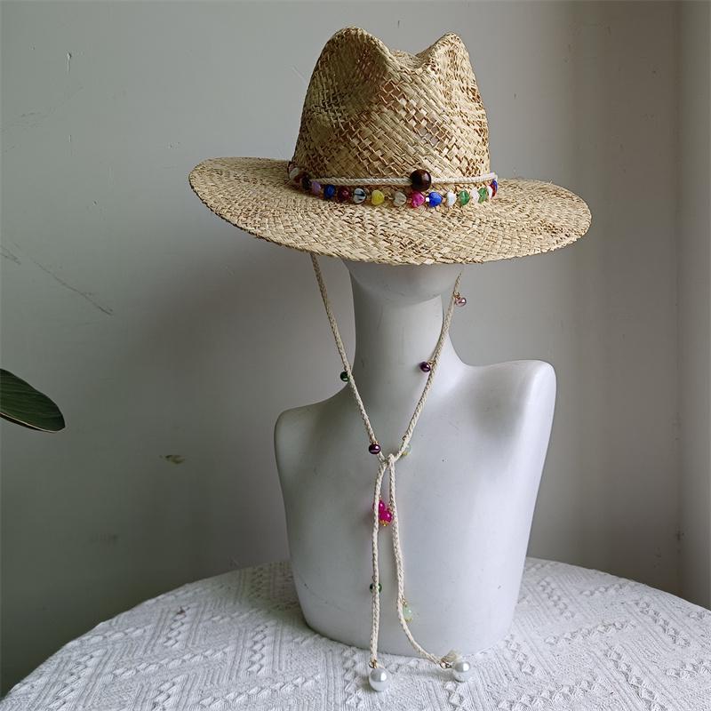 Nuovi Cappelli di Paglia da Donna alla Moda con Ape Metallica Lettera Eleganti per le Vacanze Cappello Boater Estivo a Tesa Piatta Cappello da Sole da Spiaggia