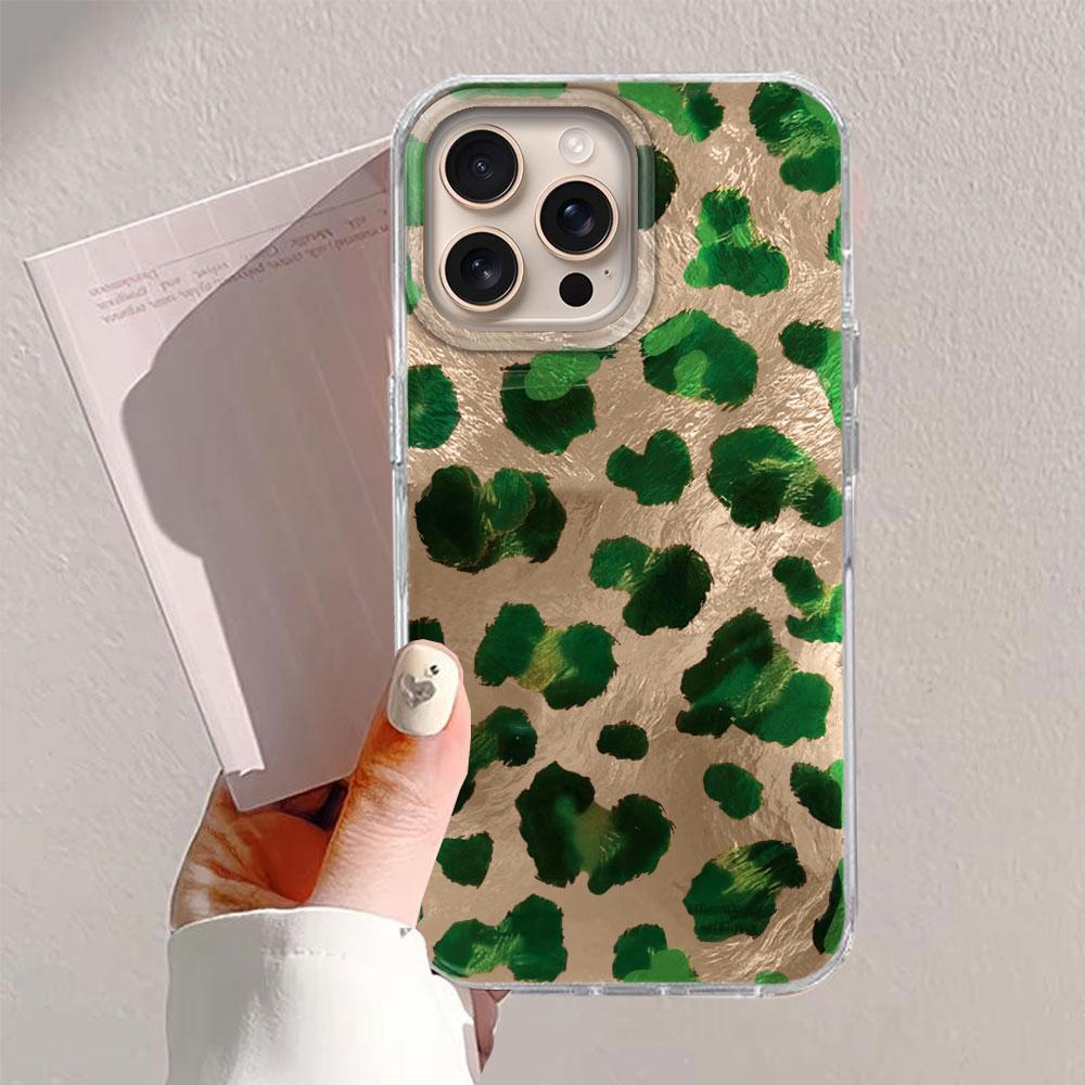 Pink Green Leopard Print Women Phone Case for Iphone 17 Air 16 15 14 7 8 Plus 13 11 12 Pro Max X XS XR SE 2022 2020 16e Cover